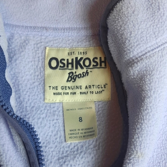 Girls Oshkosh B'Gosh Zip Fleece Jack Size 8 - Picture 2 of 8